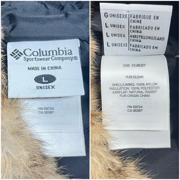 COLUMBIA Genuine Rabbit Fur-Trim Trapper Hat Black Size Unisex Large - Picture 8 of 8